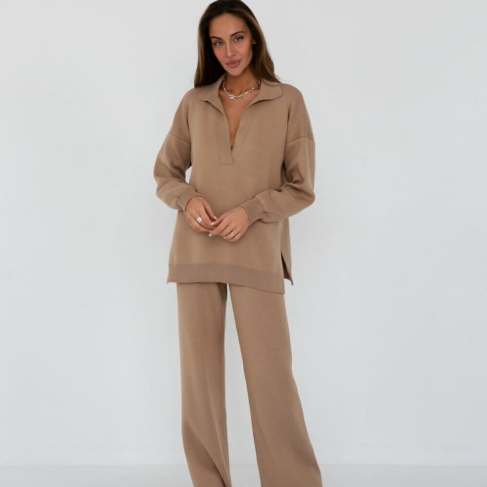 25 Union (NENYA) | Collared V-Neck Knit Sweater | Ivory | Size L/XL | NWT